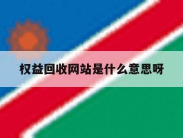 关于权益回收网站是什么意思呀的信息