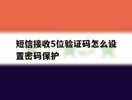 短信接收5位验证码怎么设置密码保护