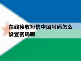 在线接收短信中国号码怎么设置密码呢