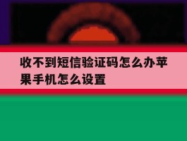 收不到短信验证码怎么办苹果手机怎么设置