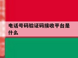 电话号码验证码接收平台是什么