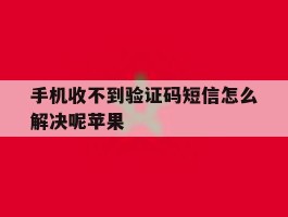 手机收不到验证码短信怎么解决呢苹果