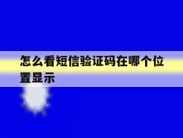 怎么看短信验证码在哪个位置显示