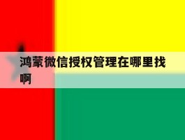 鸿蒙微信授权管理在哪里找啊