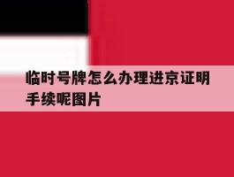 临时号牌怎么办理进京证明手续呢图片