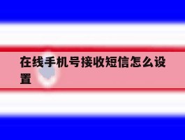在线手机号接收短信怎么设置