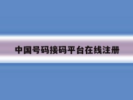 中国号码接码平台在线注册