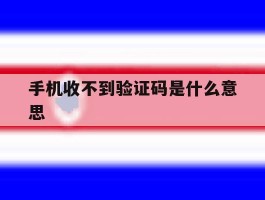 手机收不到验证码是什么意思