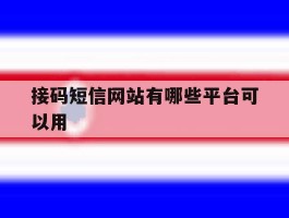 接码短信网站有哪些平台可以用