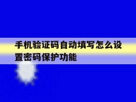 手机验证码自动填写怎么设置密码保护功能