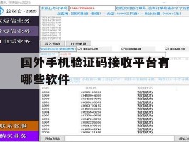 国外手机验证码接收平台有哪些软件
