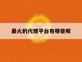 最火的代理平台有哪些呢