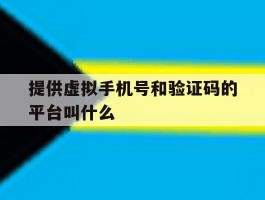 提供虚拟手机号和验证码的平台叫什么
