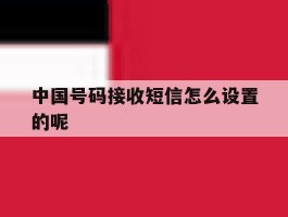 中国号码接收短信怎么设置的呢
