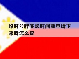 临时号牌多长时间能申请下来呀怎么查