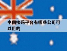 中国接码平台有哪些公司可以用的