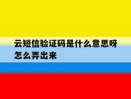 云短信验证码是什么意思呀怎么弄出来