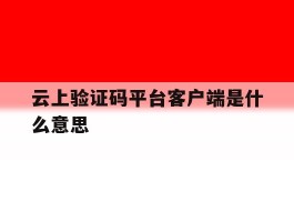云上验证码平台客户端是什么意思
