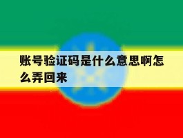 账号验证码是什么意思啊怎么弄回来