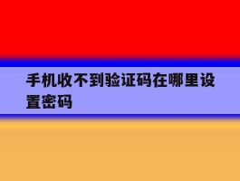 手机收不到验证码在哪里设置密码