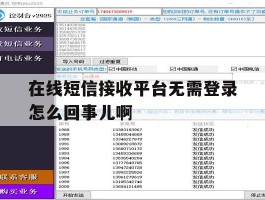 在线短信接收平台无需登录怎么回事儿啊