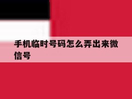 关于手机临时号码怎么弄出来微信号的信息