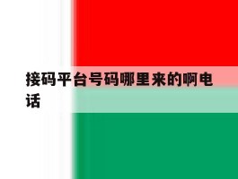 接码平台号码哪里来的啊电话