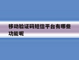 移动验证码短信平台有哪些功能呢