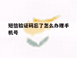 短信验证码忘了怎么办理手机号