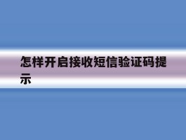 怎样开启接收短信验证码提示