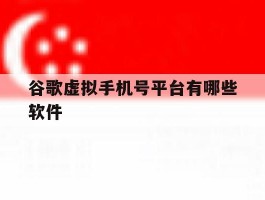 谷歌虚拟手机号平台有哪些软件